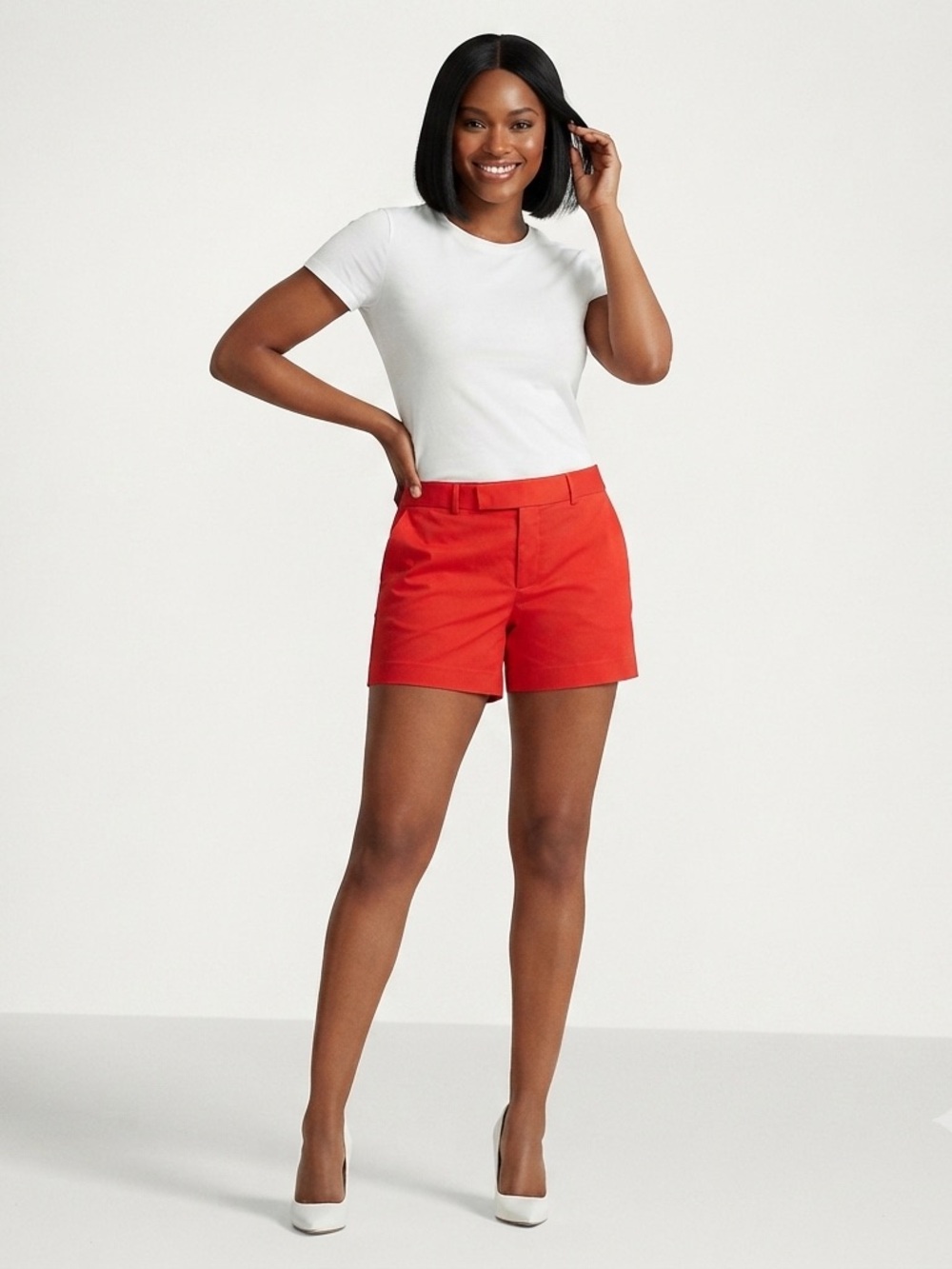 Lauren By Ralph Lauren Bold Red Tailored Shorts Size 16